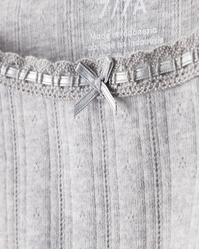 Girls Pointelle Long-Sleeve Top - Grey