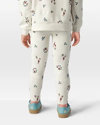 Toddler Girl Organic Cotton Ribbed Knit Pants Berry Blossom Print