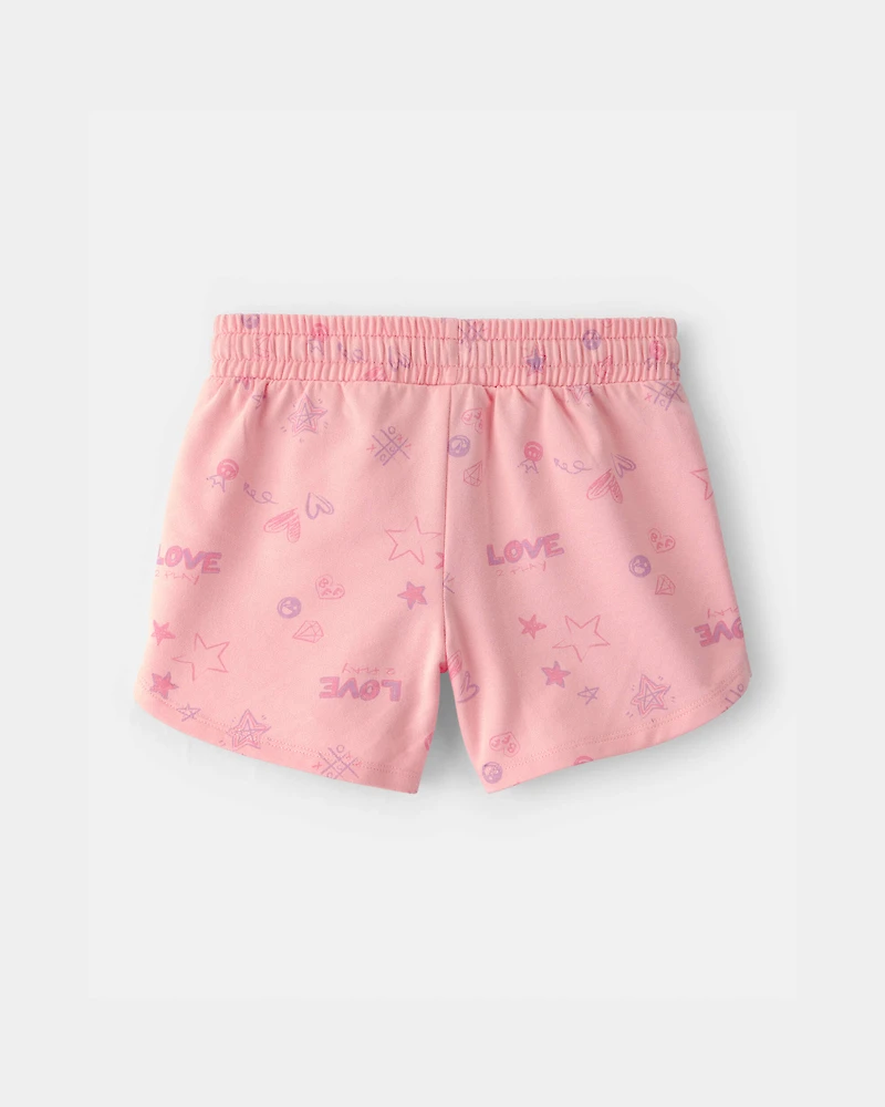 Girls Star French Terry Shorts - Pink