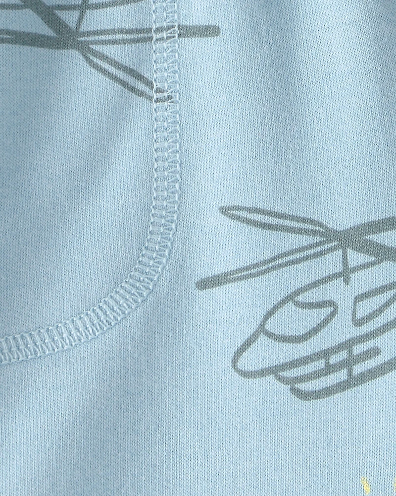 Toddler Boy Helicopter French Terry Shorts - Blue