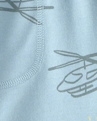 Toddler Boy Helicopter French Terry Shorts - Blue