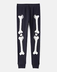 Kid 2-Piece Glow Halloween Skeleton 100% Snug Fit Cotton Pyjamas - Black