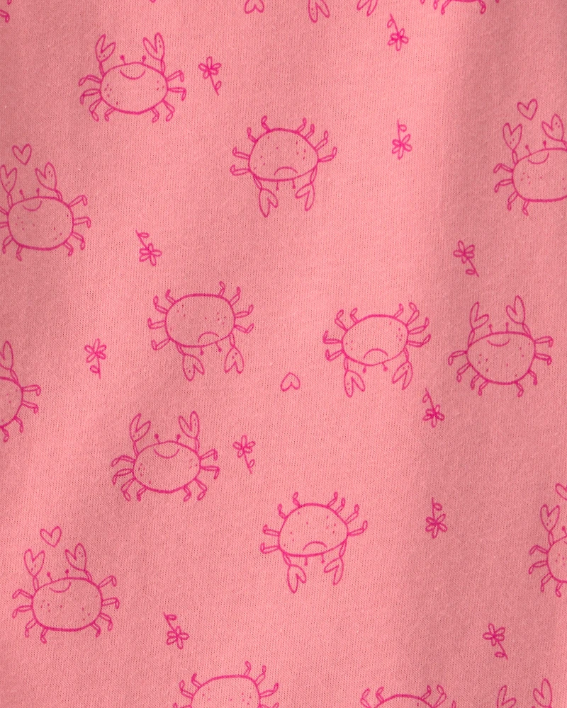 Baby Girl Crab Sleeveless Graphic Bodysuit - Pink