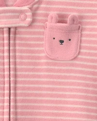 Baby Girl Striped Fleece Loose Fit Wearable Blanket - Pink