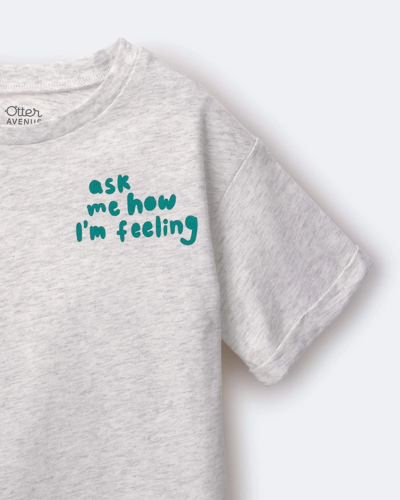 Toddler Girl 'Ask Me How I'm Feeling' Rolled Cuff Tee - Heather Grey