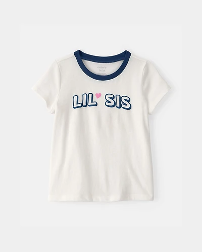 Toddler Girl 'Lil Sis' Graphic Tee - Ivory