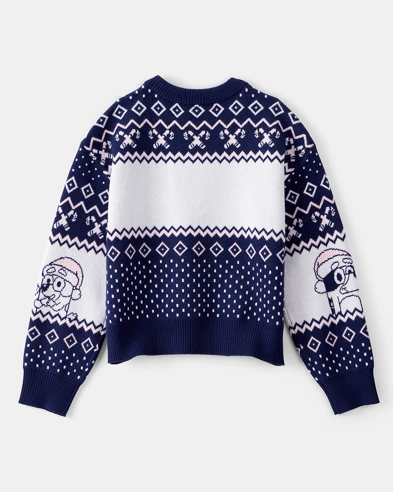 Girls Christmas Bluey™ Long-Sleeve Sweater - Blue