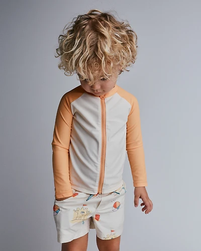 Toddler Boy Full-Zip Long-Sleeve Rashguard - Light Orange