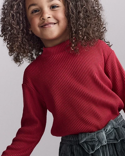 Toddler Girl Mock Neck Long-Sleeve Top - Red