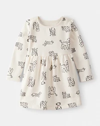 Toddler Girl DayDream Fleece Puppy Knit Dress - Ivory