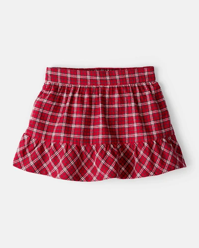 Toddler Girl Plaid Cotton Skirt - Red