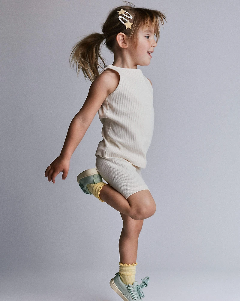 Toddler Girl Brooklyn Bike Shorts - Cream