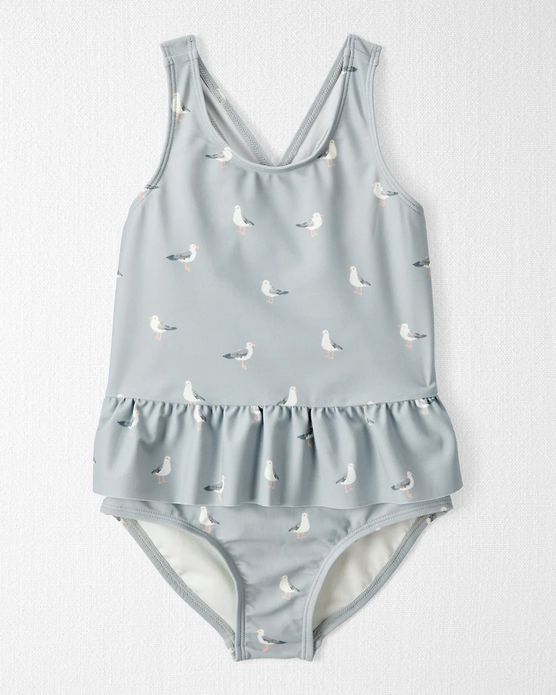 Toddler Girl Recycled Seagull-Print Swimsuit