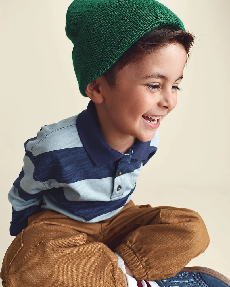 Toddler Boy Striped Long-Sleeve Henley T-Shirt - Navy Blue