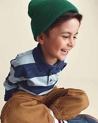 Toddler Boy Striped Long-Sleeve Henley T-Shirt - Navy Blue