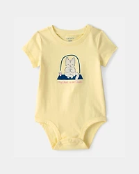 Baby 'My Aunt Is So Chill' Cat Graphic Bodysuit - Yellow