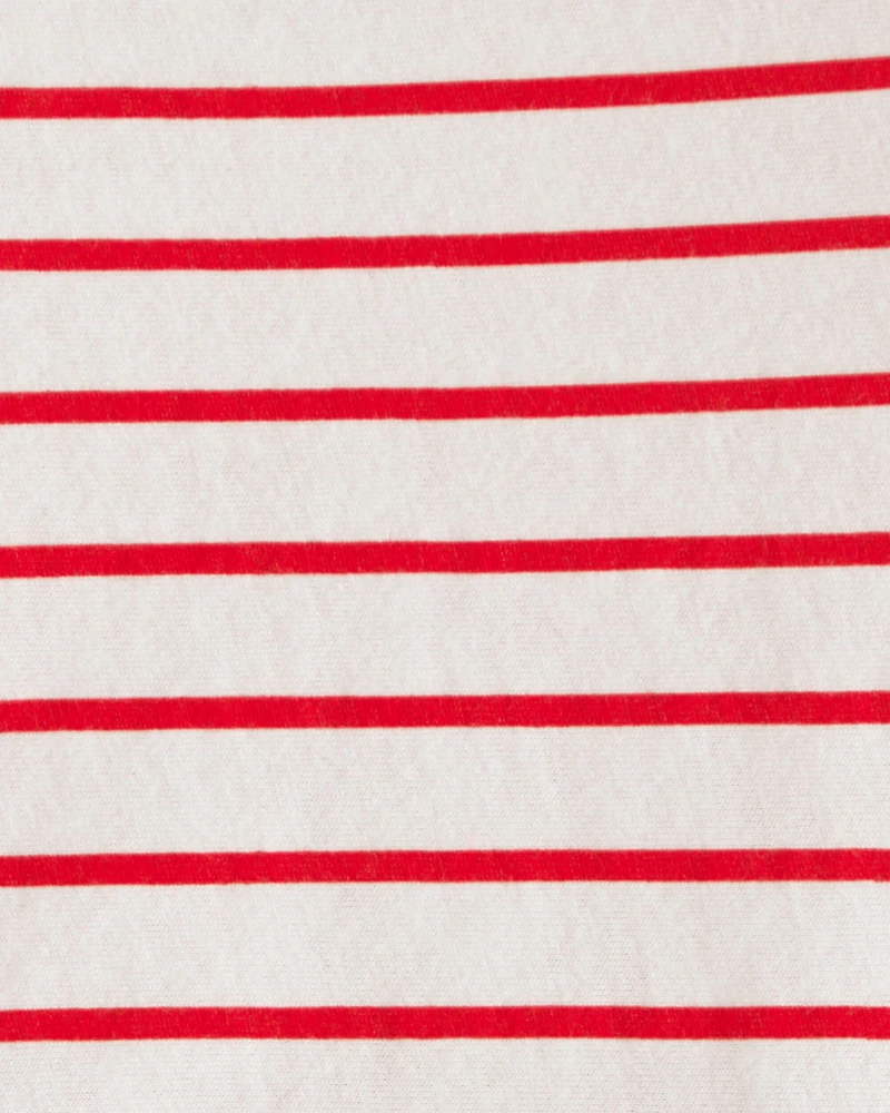 Toddler Girl Striped Short-Sleeve Dress - Red/Ivory