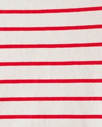 Toddler Girl Striped Short-Sleeve Dress - Red/Ivory