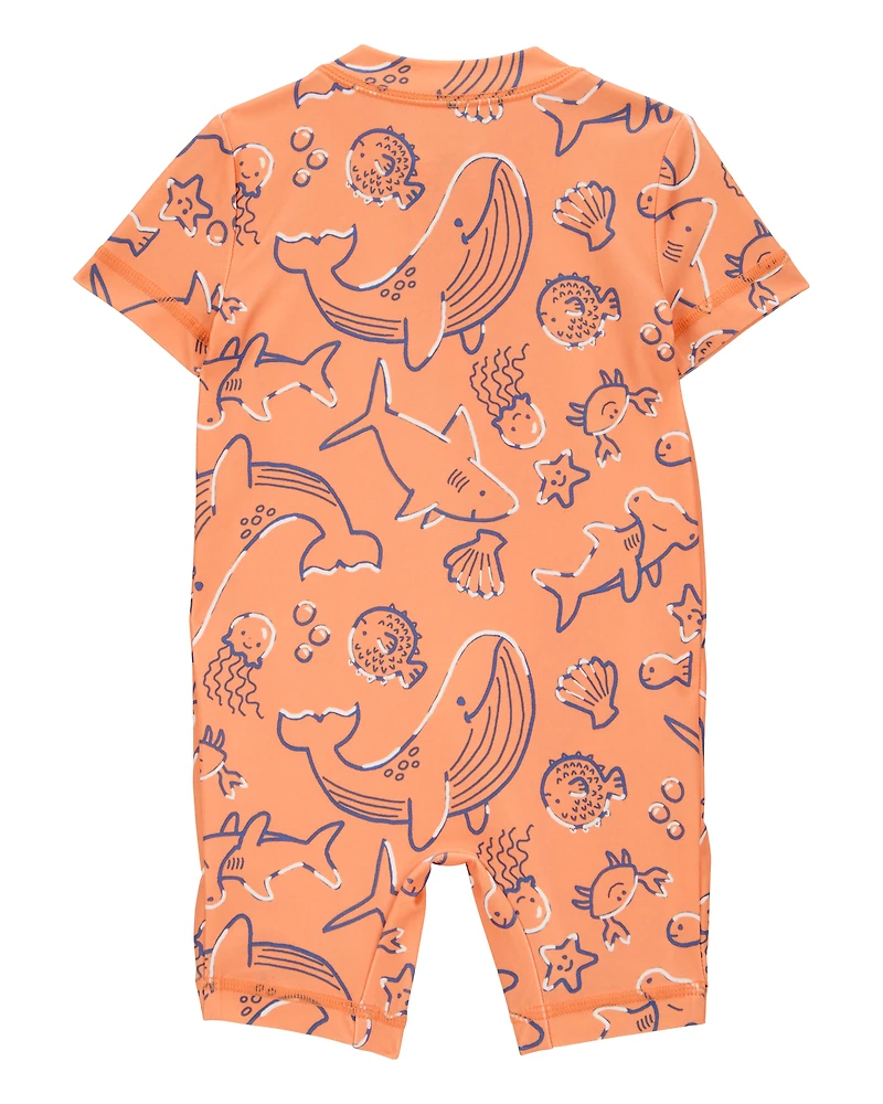 Baby Boy 1-Piece Whale Print Rashguard