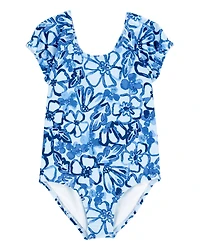 Toddler Girl 1-Piece Floral Swimsuit - Blue