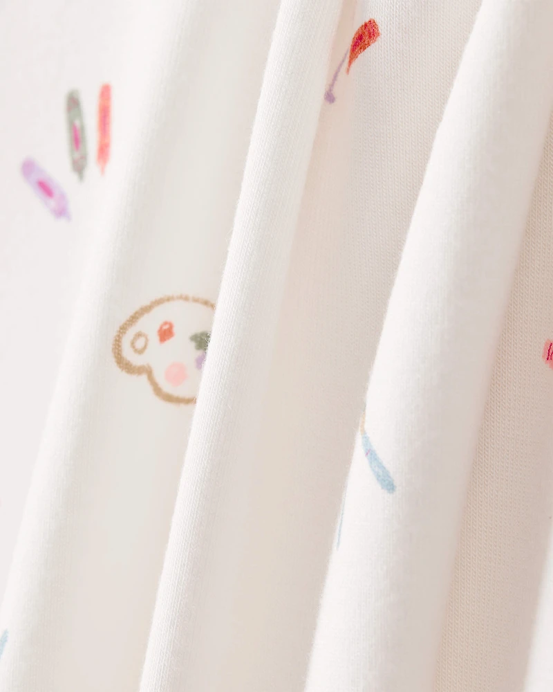 Baby Girl Painting & colouring Print PurelySoft Long-Sleeve 2-Way Zip 1-Piece pyjamas - Ivory