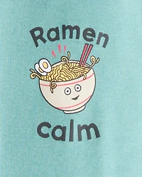 Boys Ramen Calm Print 100% Cotton Long-Sleeve 4-Piece Pyjamas - Blue/White