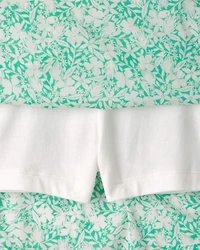 Girls 2-Piece Floral Sleeveless Top & Skort Set - Green/Ivory