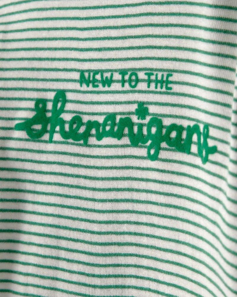 Baby St. Patrick's Day 2-Piece Striped Long-Sleeve Bodysuit & Pant Set - Green/White