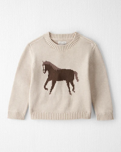 Toddler Organic Cotton Horse Sweater Knit Pullover