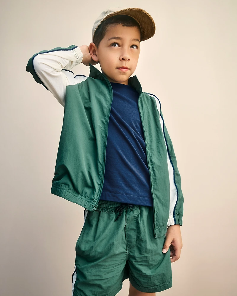 Boys Colourblock Active Windbreaker - Green