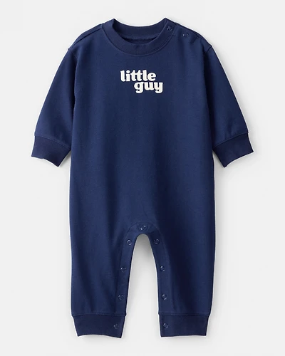 Baby Boy Little Guy' Cotton Long-Sleeve Jumpsuit - Navy