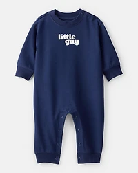 Baby Boy Little Guy' Cotton Long-Sleeve Jumpsuit - Navy
