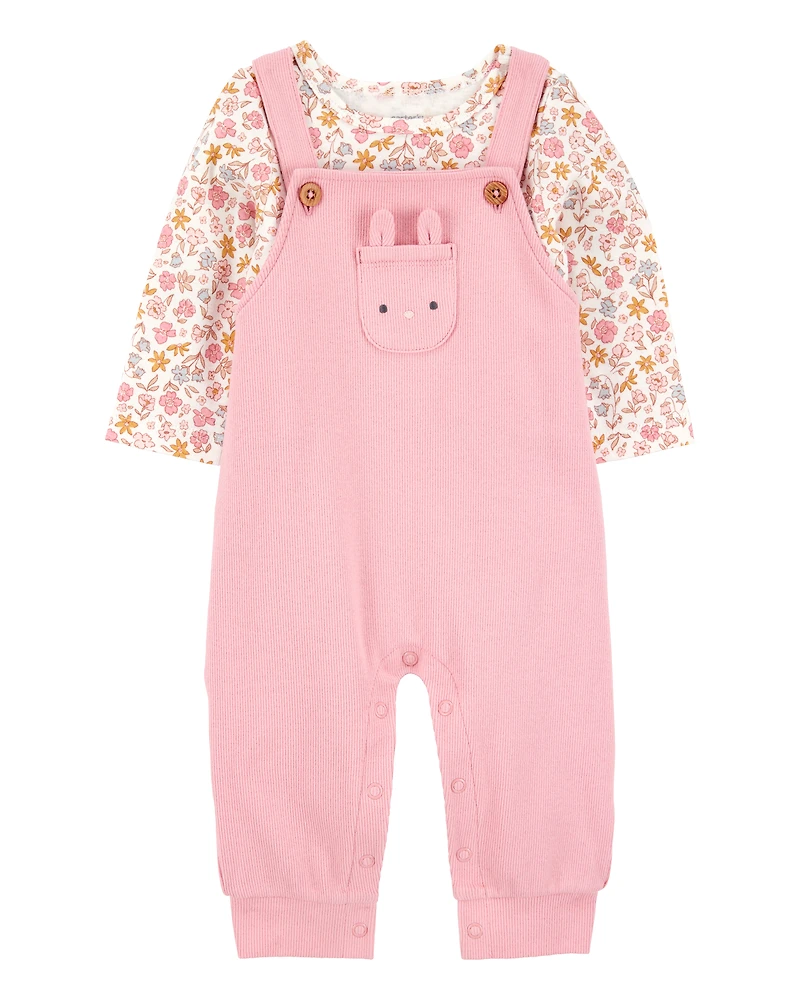Baby 2-Piece Floral Long-Sleeve Tee & Coverall Set