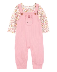 Baby 2-Piece Floral Long-Sleeve Tee & Coverall Set
