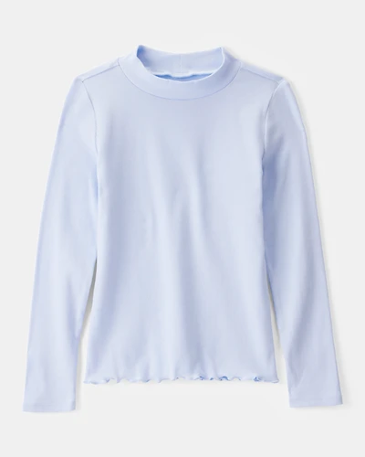 Girls Mock Neck Long-Sleeve Top - Blue