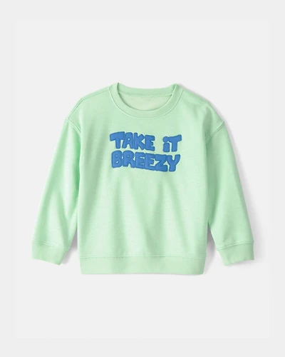 Toddler 'Take It Breezy' French Terry Pullover Sweatshirt - Green