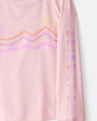 Girls Active Rib Long-Sleeve Top - Pink