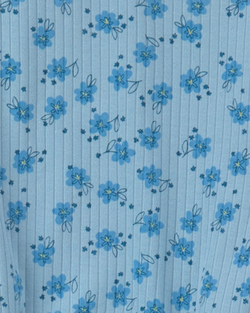 Toddler Girl 2-Piece Flower Floral Short-Sleeve Top & Pant Set - Blue