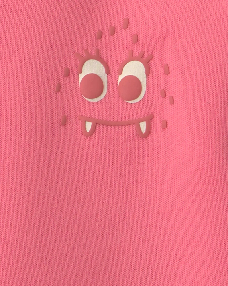 Baby Girl Cozy Monster Fleece Pullover Sweatshirt - Pink