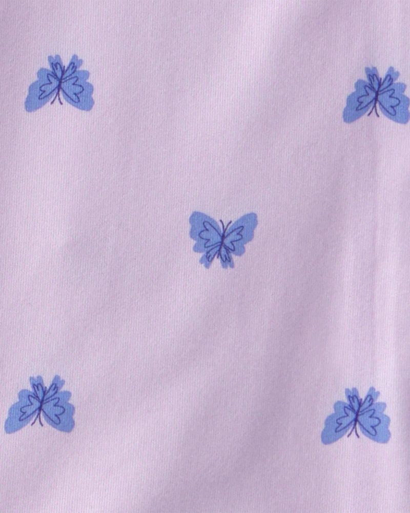 Toddler Girl Butterfly Short-Sleeve Loose Fit 2-Piece pyjama Set - Purple