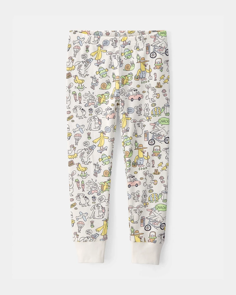 Toddler Easter Scavenger Hunt 100% Cotton Snug Fit 2-Piece Pajama Set - Ivory