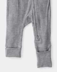 Baby Boy Solid PurelySoft Long-Sleeve 2-Way Zip Sleeper - Grey