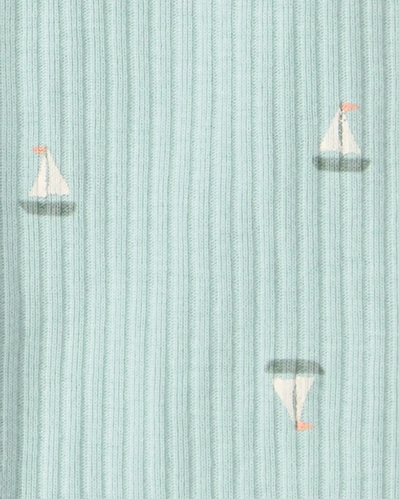 Baby Boy Sailboat 2-Way Zip Sleeper - Green