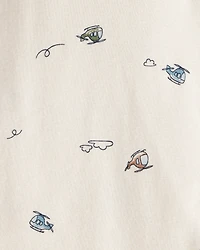 Baby Boy 4-Pack Construction Print Long-Sleeve Multipack Bodysuits - White/Navy Blue