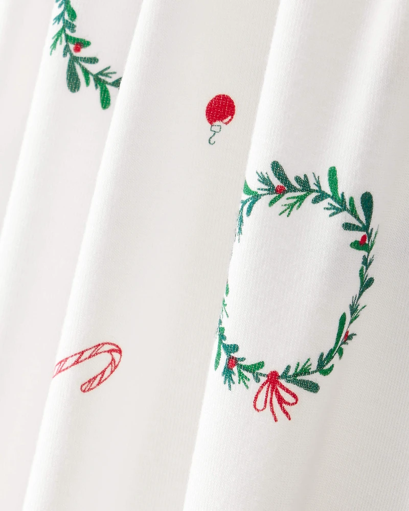 Baby Christmas Wreath Print PurelySoft Snug Fit 1-Piece pyjamas - White