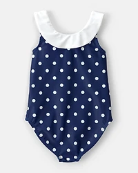 Toddler Girl Polka Dot 1-Piece Swimsuit - Navy