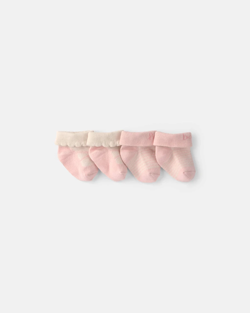 Baby Girl 2-Pack 'Hello Baby' Foldover Booties - Pink