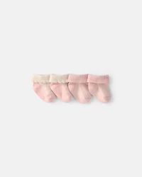 Baby Girl 2-Pack 'Hello Baby' Foldover Booties - Pink