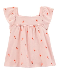 Toddler Flamingo Pom Fashion Top - Pink