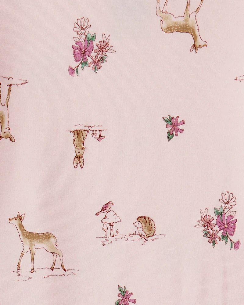 Toddler Girl Deer & Floral Print PurelySoft Long-Sleeve 2-Piece pyjamas - Pink